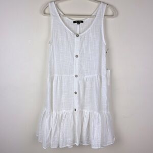 Yana K | Beachy Coastal Gauzy Tiered White Dress Cover Up | One Size